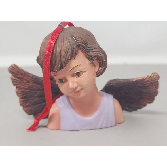Set Of 3 Angel Head‎ Christmas Tree Ornaments With Red Ribbon Hangers - Picture 8 of 12
